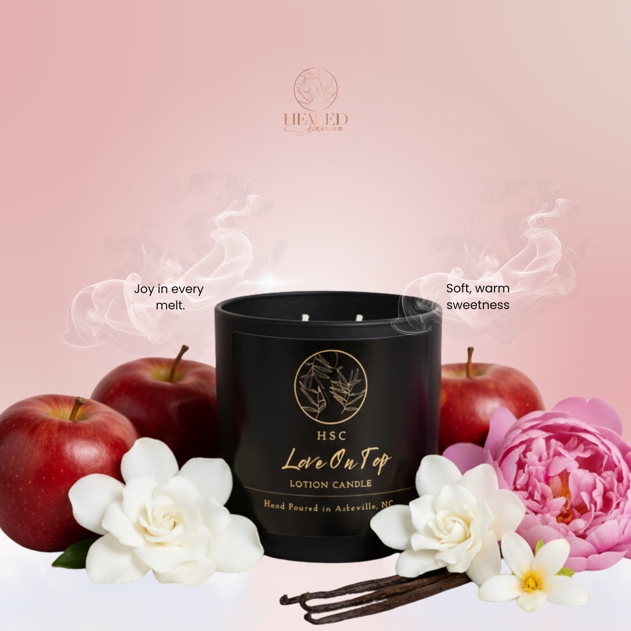 Love On Top Lotion Candle – Moisturizing Candle with Sweet Vanilla & Florals