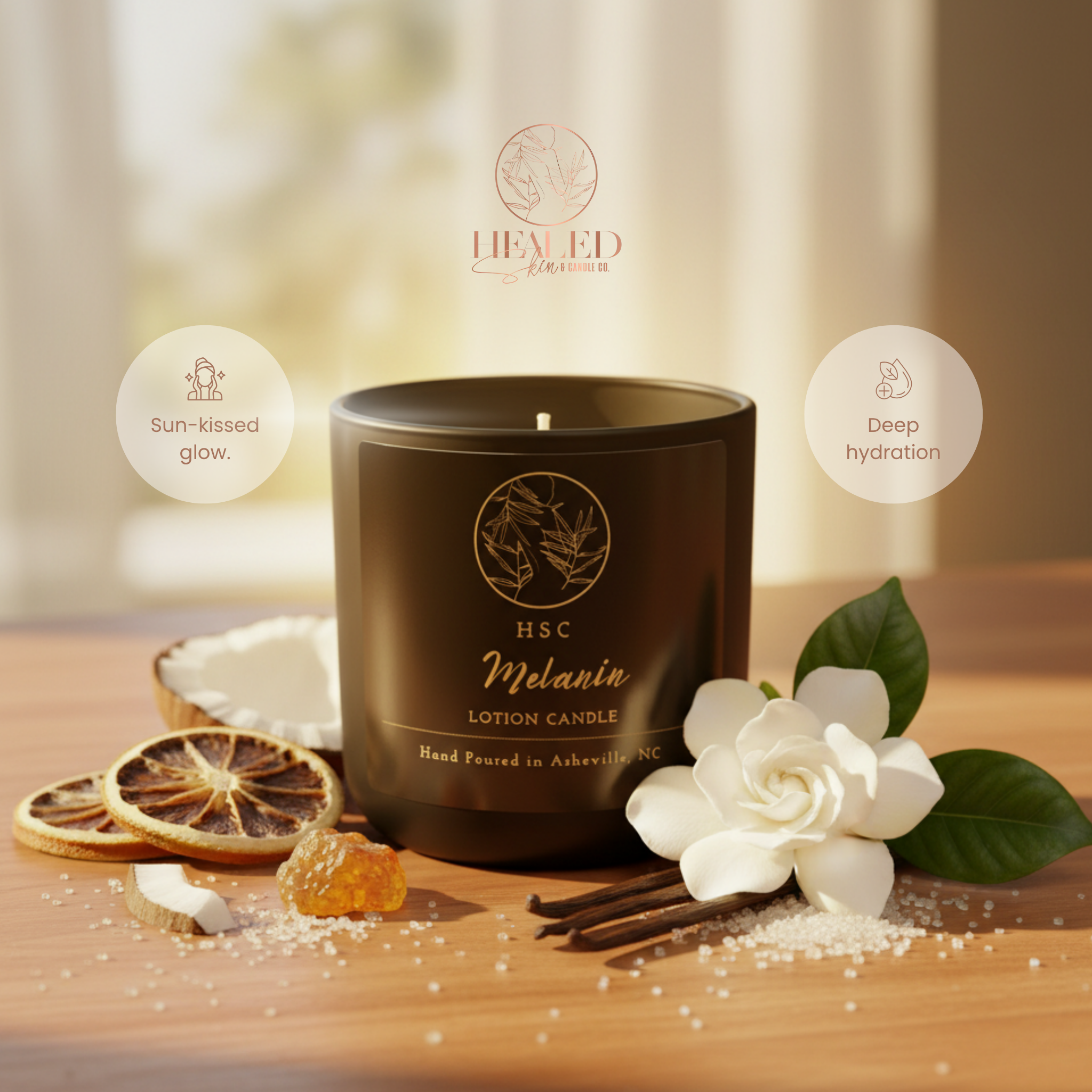 Melanin Lotion Candle – Bergamot, Coconut & Vanilla Glow